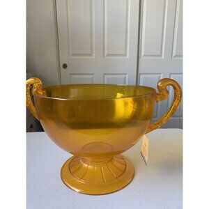 Vintage Amber Trophy Ice Bucket With Handles  14x8